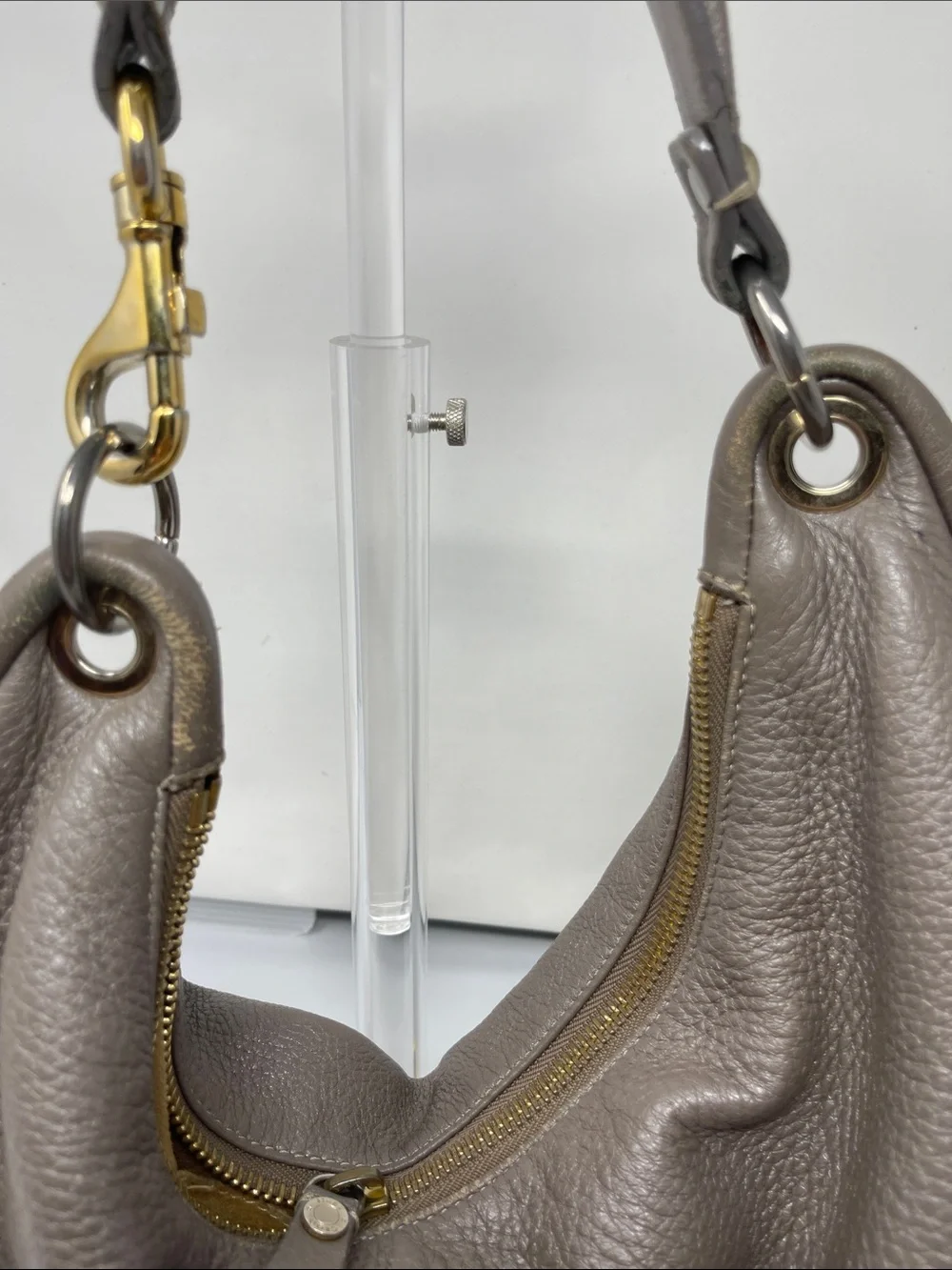 Jimmy Choo Taupe Leather Hobo Skybag